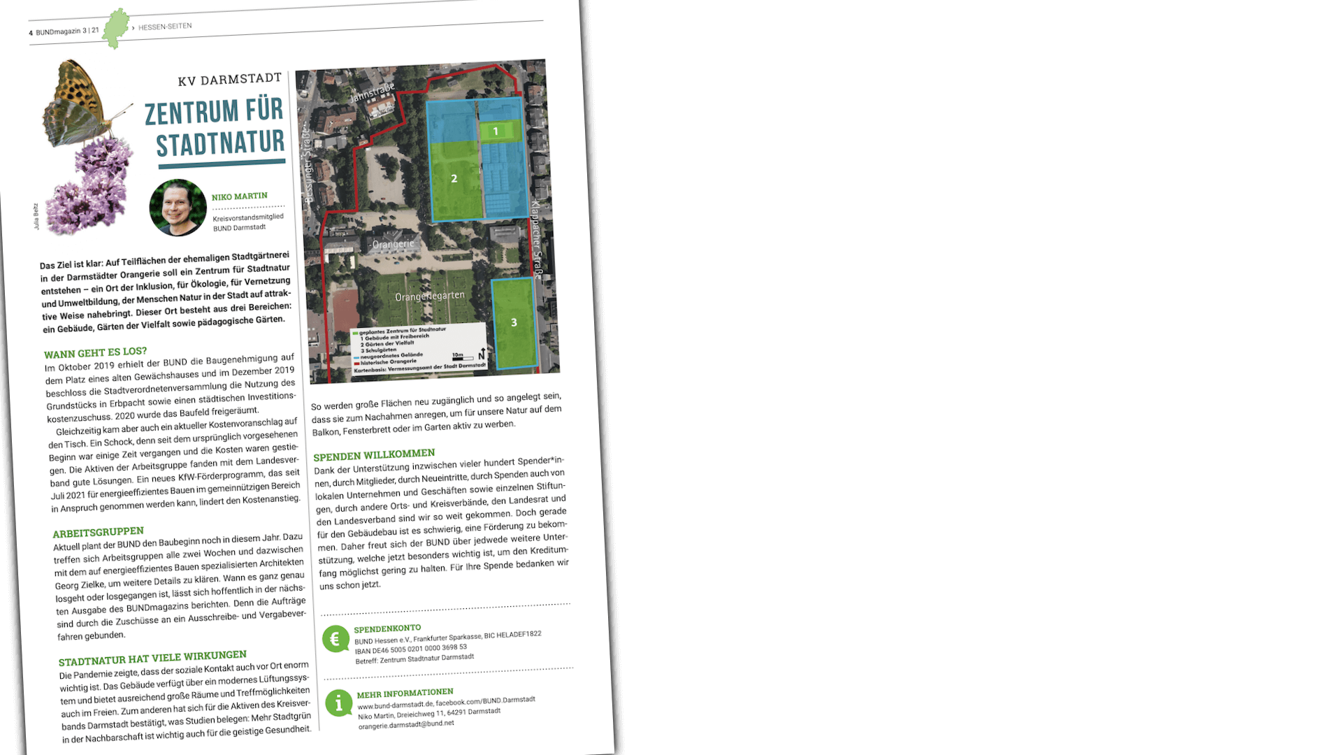 Artikel auf den Hessenseiten im BUNDmagazin 3/2021 zum Zentrum für Stadtnatur